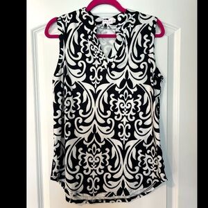 Talbots Black and White Patterned Blouse